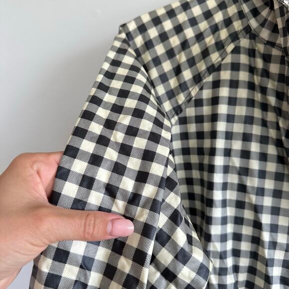 Columbia Plaid Belted Hoodie Waterproof Trench Raincoat Black Ivory M - Picture 7 of 12